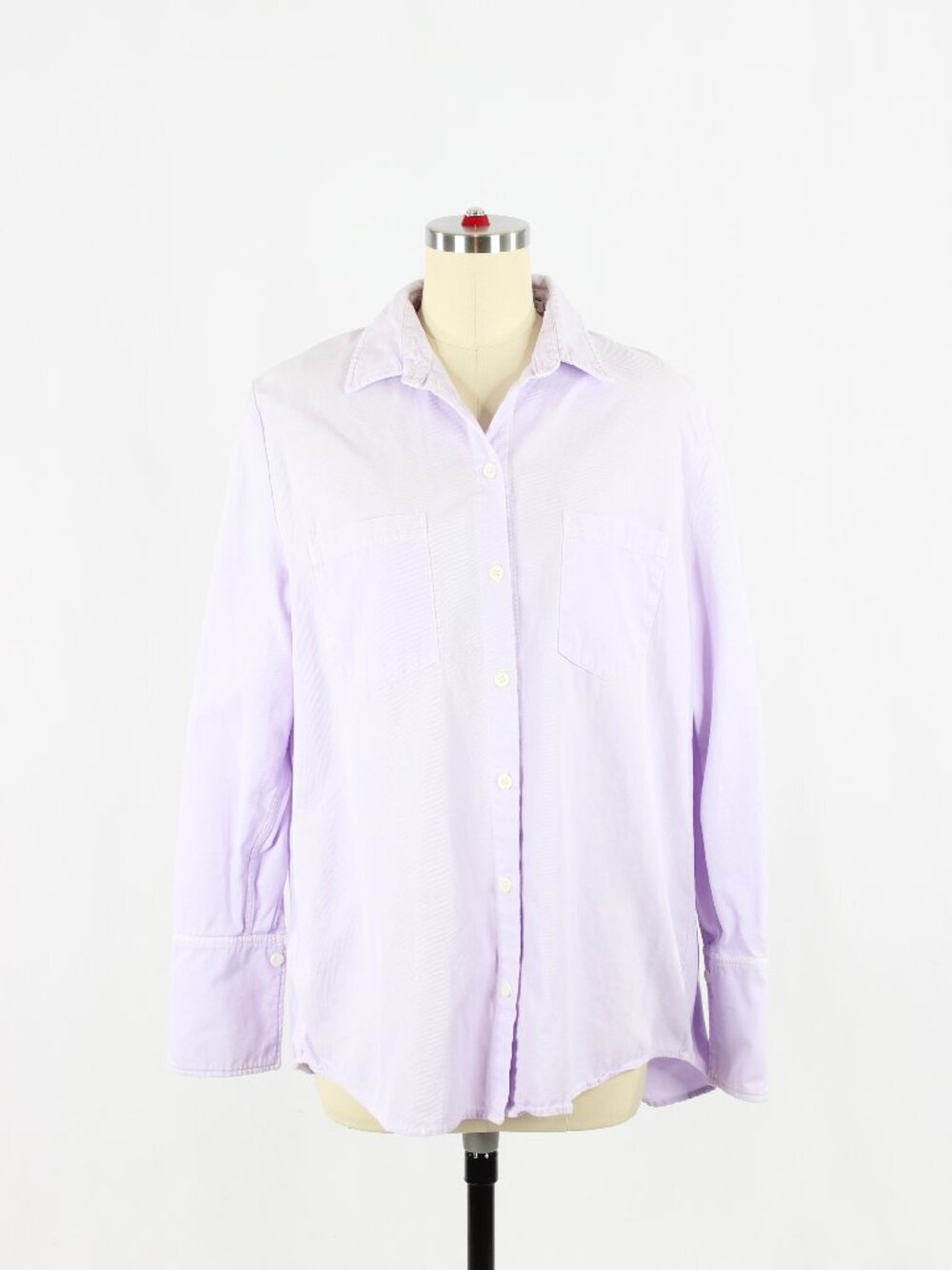 MARGAUX LONNBERG Purple 100% Cotton Twill Pocket Button Down Shirt, Size 34/XS